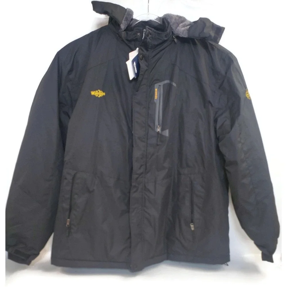 Wantdo Jacket Mens 3XL Black Hooded Water Resistant Fleece Lined Ski Snow